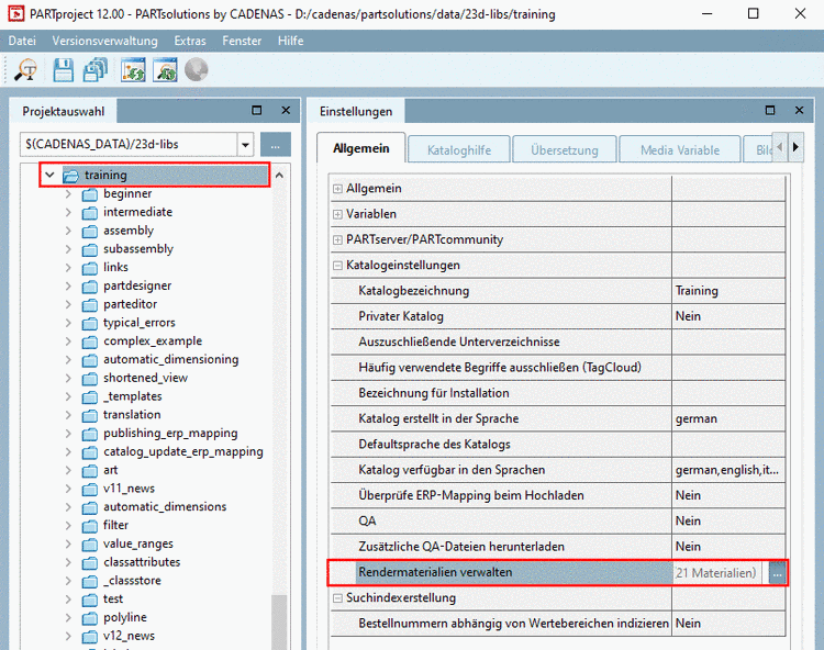 Dockingfenster "Projektauswahl": Verzeichnis "bosses" geblockt