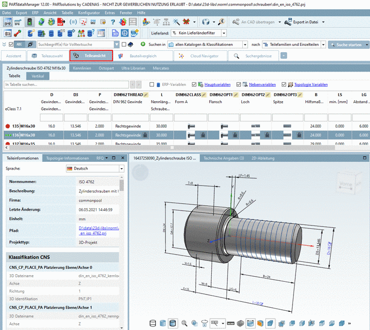 PARTdataManager - Teileansicht