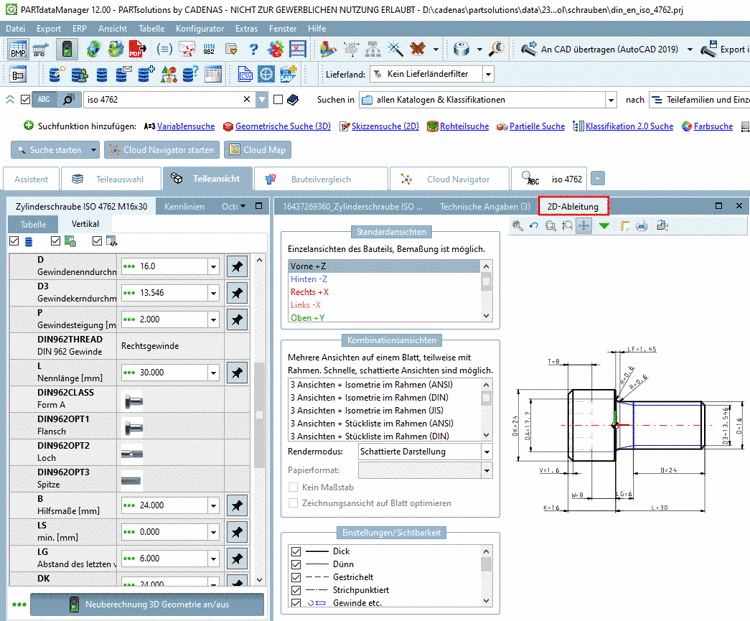 PARTdataManager - 2D-Ansicht