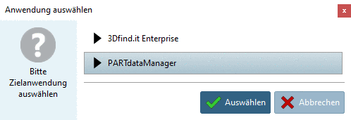 Anwendung auswählen: Beispiel "PARTdataManager"