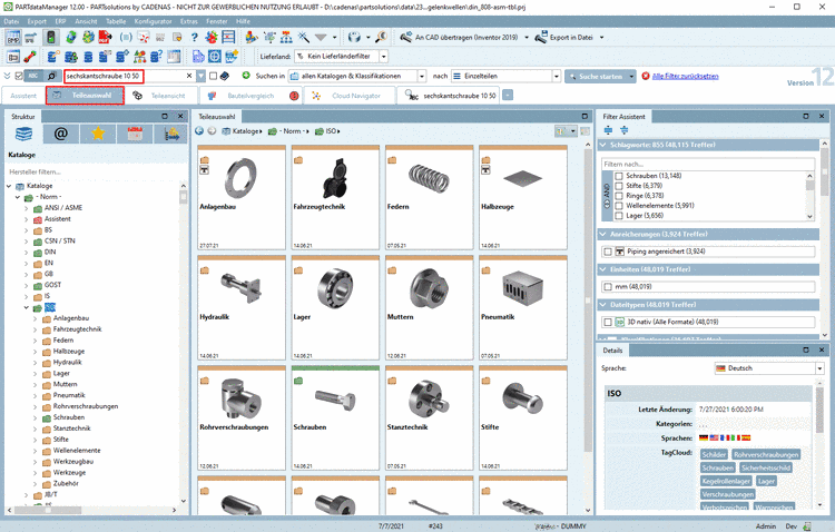 In Eingabefeld für die Volltextsuche können auch komplexe Ausdrücke verwendet werden.