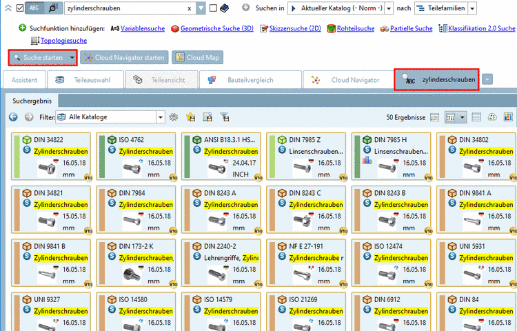 Suchergebnisse mit Darstellungsoption "Symbole"