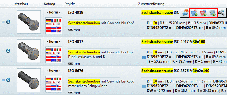 Aufruf Bauteilvergleich aus Detailansicht mittels Schaltfläche
