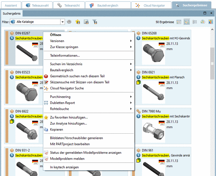 Suchergebnisse im Modus "Symbole"