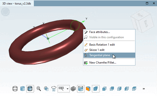 Kontextmenübefehl "Tangentialebene [Tangential plane]"