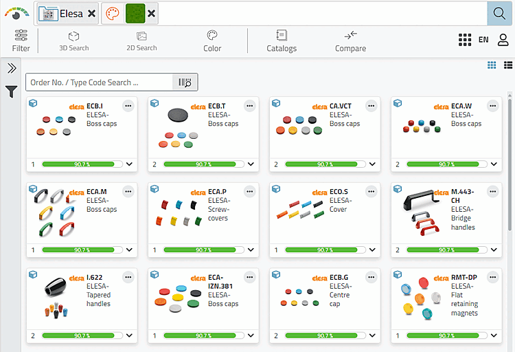 Beispiel: Elesa Katalog und Farbe "Dunkelgrün"