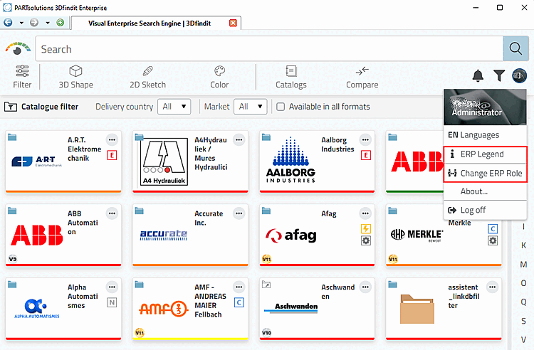 3Dfindit Enterprise - Teileauswahl