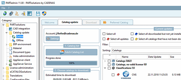 Katalogaktualisierung [Catalog update] -> Online