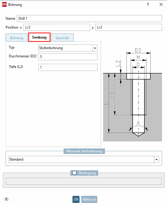 Registerseite "Gewinde [Threads]"