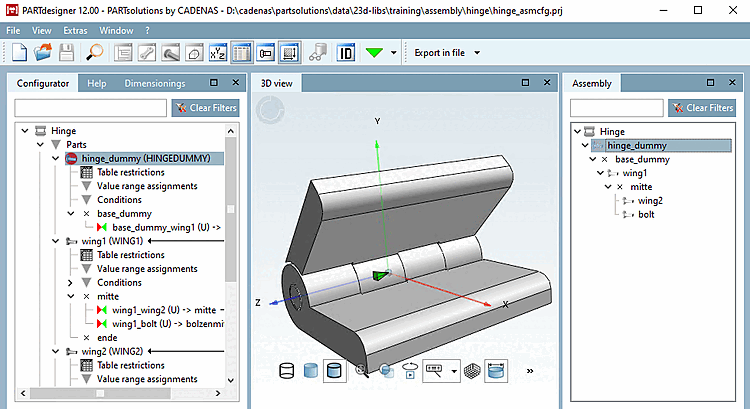Zusammengestellte Baugruppe mit Regelwerk