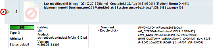 Sie erkennen Produkte mit Zuweisung an dem kleinen schwarzen Pfeil am Zeilenanfang.