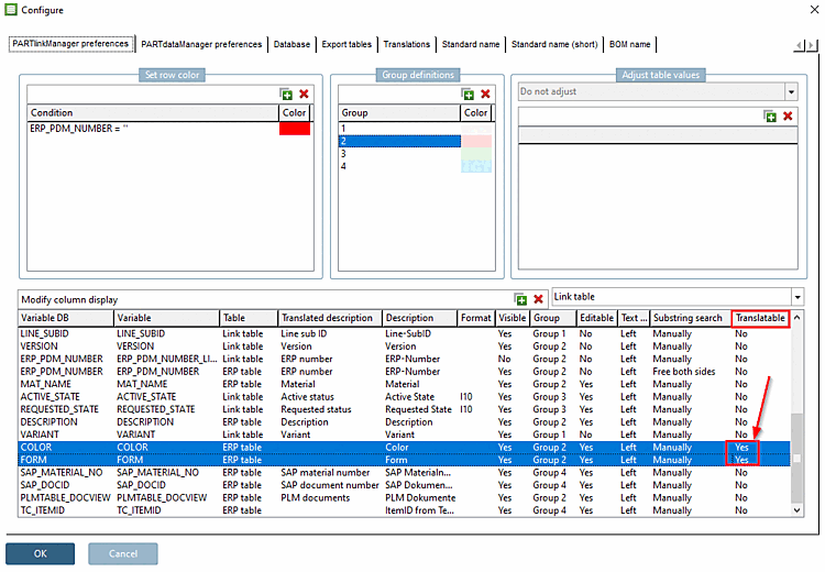 PARTlinkManager > "Extras" Menü > ERP-Umgebung konfigurieren [Configure ERP environment]