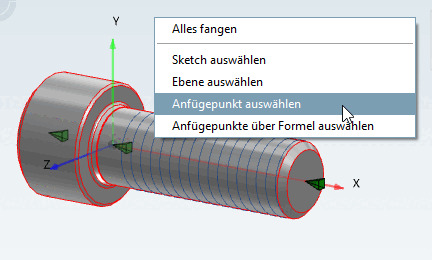 Anfügepunkt auswählen [Choose connection point]- Aufruf