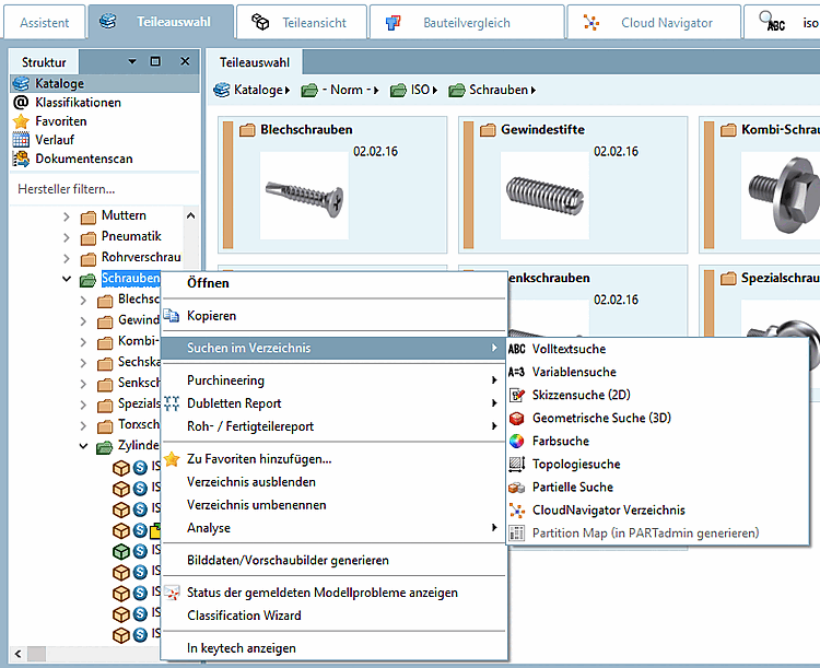 Kontextmenü "Suchen im Verzeichnis [Search in directory]"