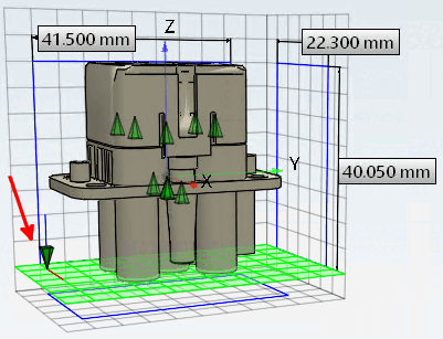 Anfügepunkt an linker, hinterer, unterer Ecke der Bounding Box