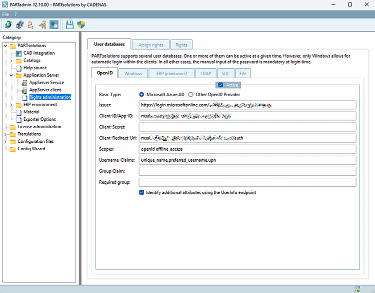 Benutzerdatenbanken [User databases] -> OpenID