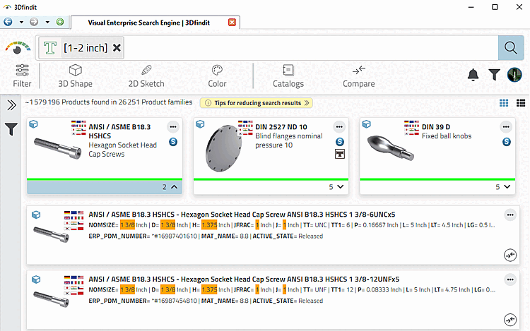 3Dfindit: Ergebnis in inch