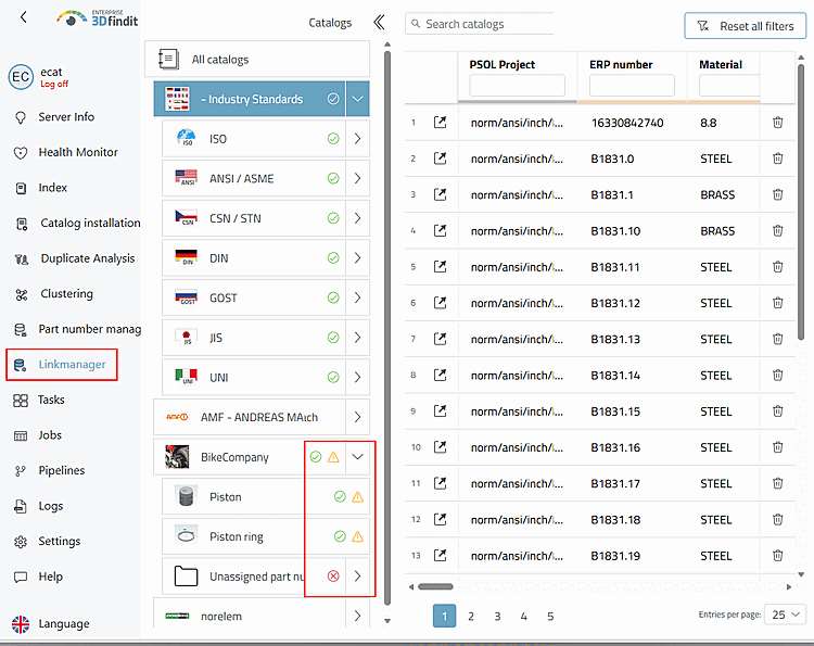 Die Icons und signalisieren die Notwendigkeit einer Bearbeitung im Update Manager.