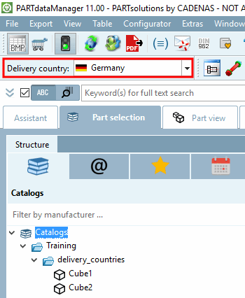 Lieferland [Delivery country] "Germany": Indexbaum