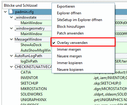 Untermenüs von "Report erstellen..." und "Berichtsverwaltung..."
