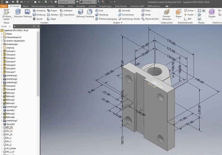 Bemaßungen in Inventor 2018