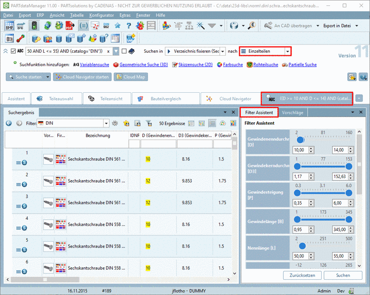 PARTproject -> Einstellungen -> Registerseite "Übersetzung"