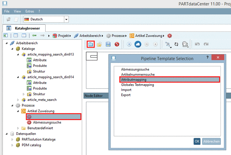Template für Attributmapping laden