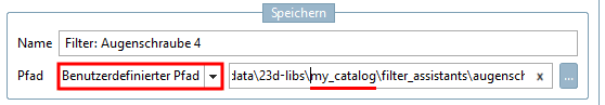 Pfadauswahl "Benutzerdefinierter Pfad"
