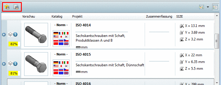 PARTdataManager: Materialauswahl