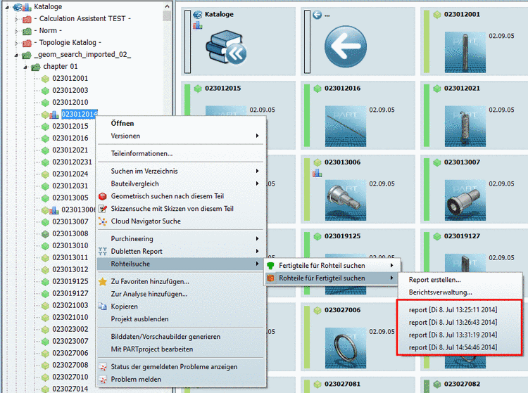 PARTsolutions-Attribute in der Stücklistentabelle