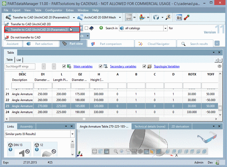 Hier im Beispiel sind für 3 Projektzeilen 29 von 32 Algorithmen vorhanden.