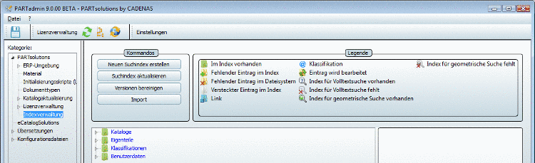 PARTadmin mit Auswahl Kategorie Indexverwaltung