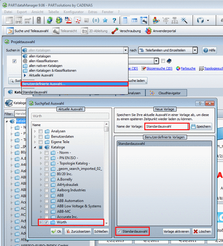 Colors and pictures in PARTdataManager