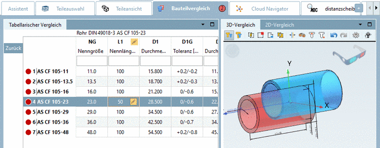 Projektzeile auswählen