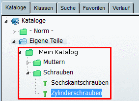 Storage location under Catalogs or under My parts