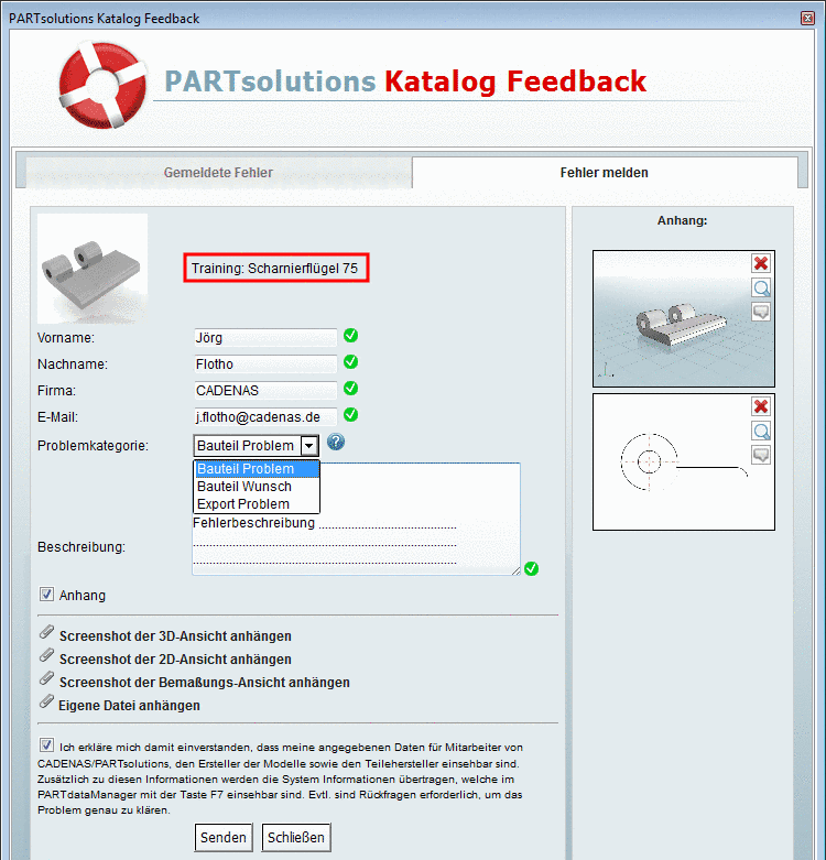 Fehler melden - Formular ausfüllen