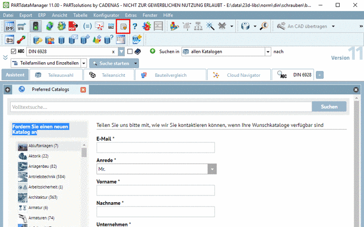 Fehlenden Wunschkatalog melden