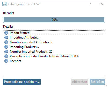 Fortschrittsanzeige 100% - Beendet