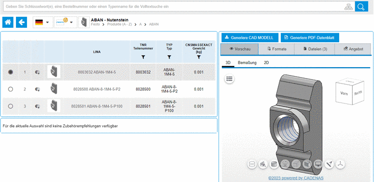Button "Generiere CAD MODELL"