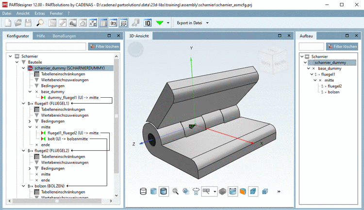 Zusammengestellte Baugruppe mit Regelwerk