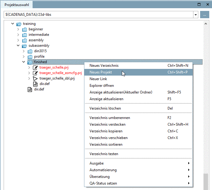 Aufruf: Neues Projekt