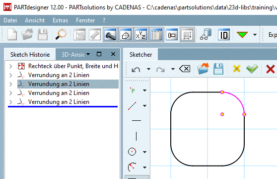 Verrundung mit Referenzpunkten