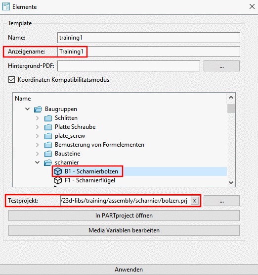 Templateeinstellungen