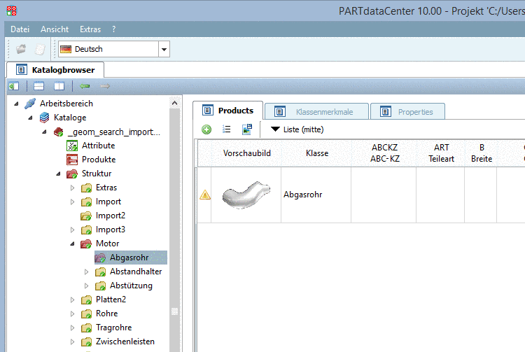 Das verschobene Produkt wird in der Zielklasse angezeigt.