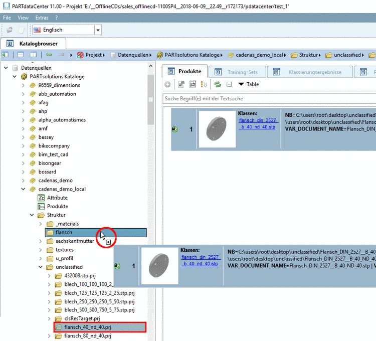 Drag&Drop mit dem Produkt, das als Training-Set genutzt werden soll.