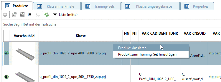 Einzelnes Produkt klassieren