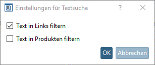 Einstellungen für Textsuche