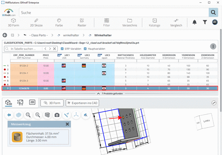 Klassifiziertes Teil in 3DFind.it
