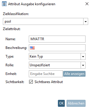 Attribut Ausgabe konfigurieren