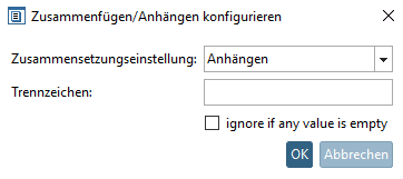 "Zusammenfügen/Anhängen" konfigurieren